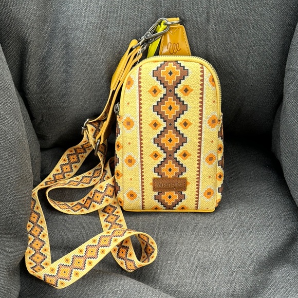 Yellow Aztec Patterned Crossbody Bag - Picture 1 of 6